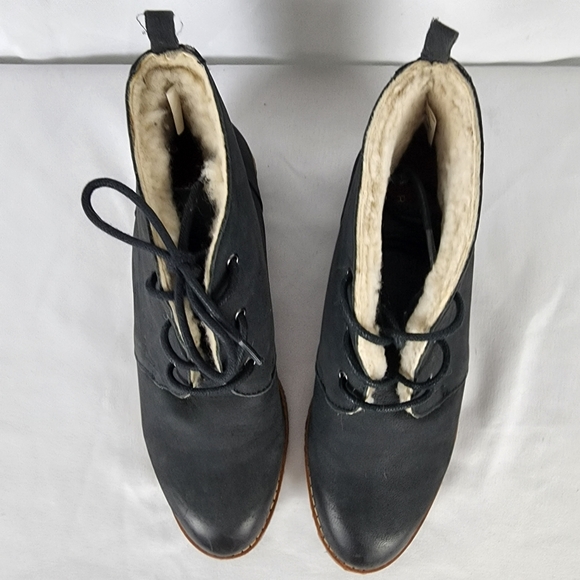 NEW Rebecca Minkoff Persys Shearling Lace-Up Boot Women's 6 Petrol Green Black - Picture 2 of 12